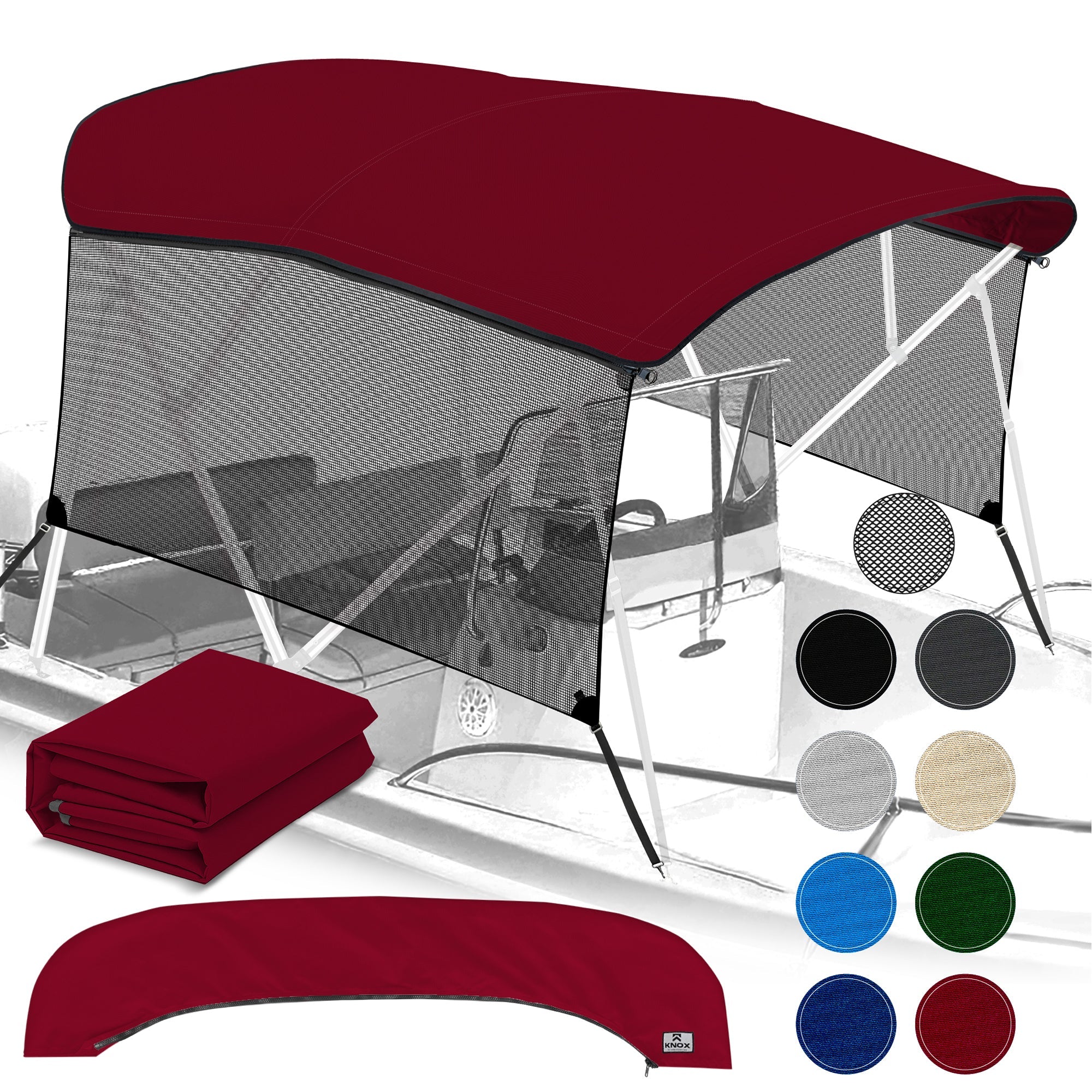 KNOX Universal 4 Bow Bimini Top Replacement Canvas & Mesh Sidewalls