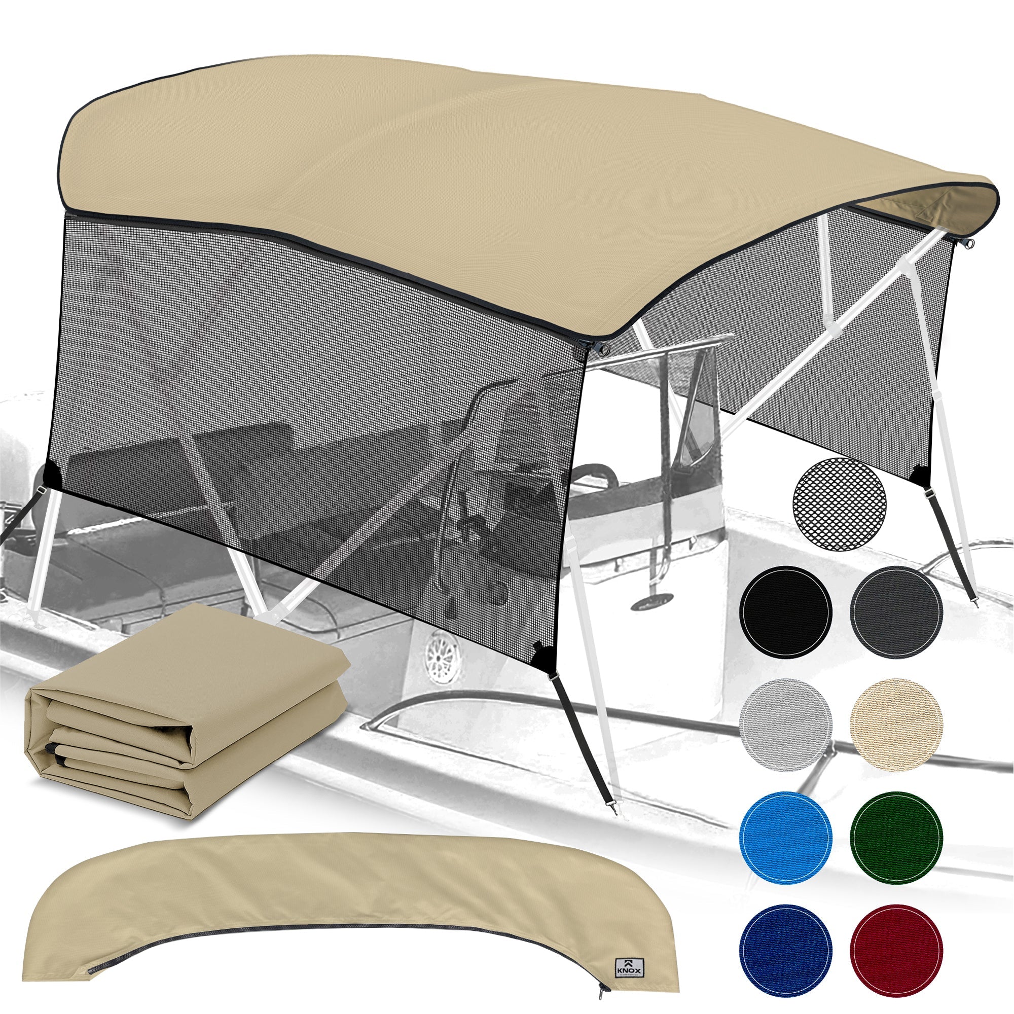 KNOX Universal 4 Bow Bimini Top Replacement Canvas & Mesh Sidewalls