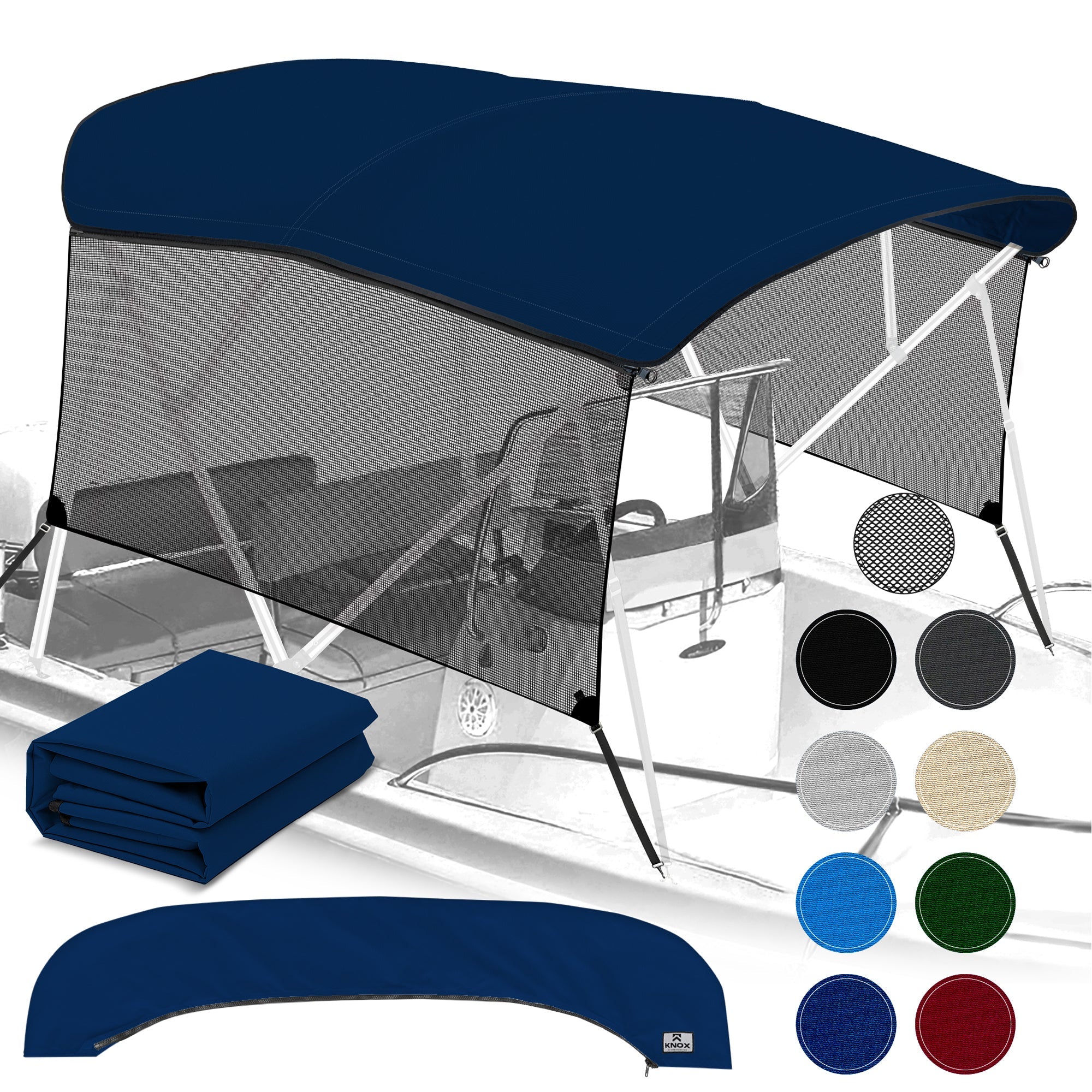 KNOX Universal 4 Bow Bimini Top Replacement Canvas & Mesh Sidewalls