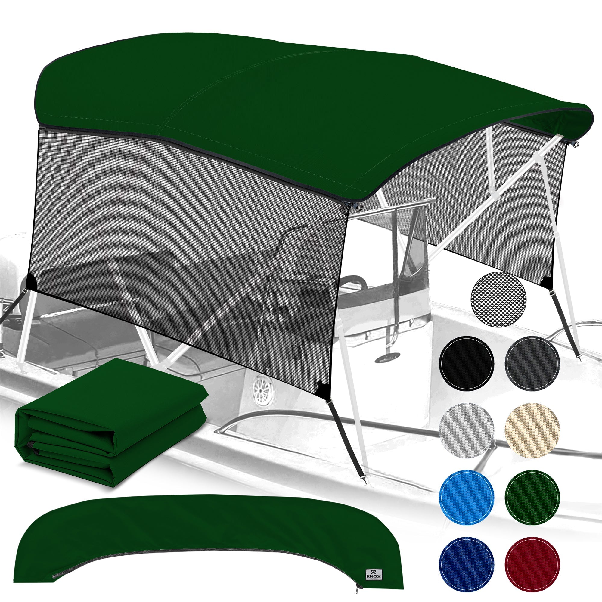KNOX Universal 4 Bow Bimini Top Replacement Canvas & Mesh Sidewalls