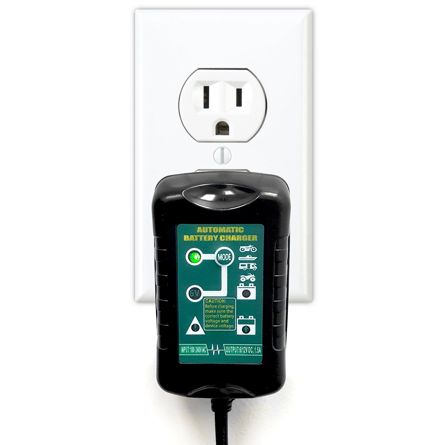 Smart Battery Trickle Charger 1.0 Amp 12V / 6V Battery Maintainer - Fully Charges and Maintains Proper Voltage - Prevents Overcharge - Perfect for RV, Car, Truck, Motorcycle, Boat, ATV, or Mower Batteries