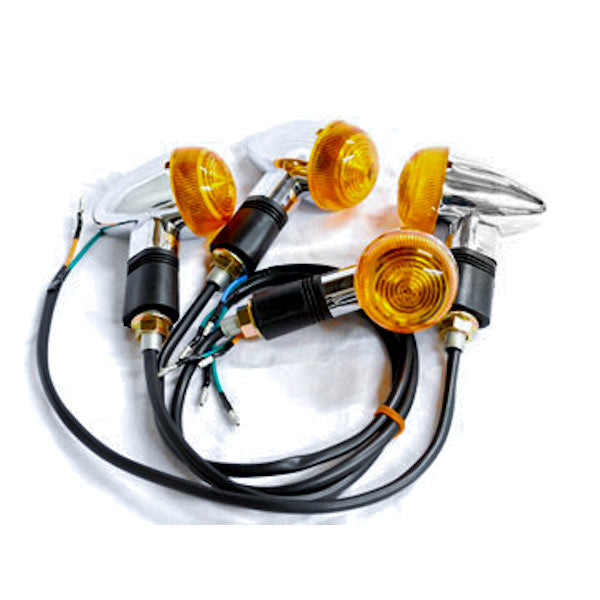 Motorcycle 4 pcs Chrome Amber Bullet Turn Signals Indicators