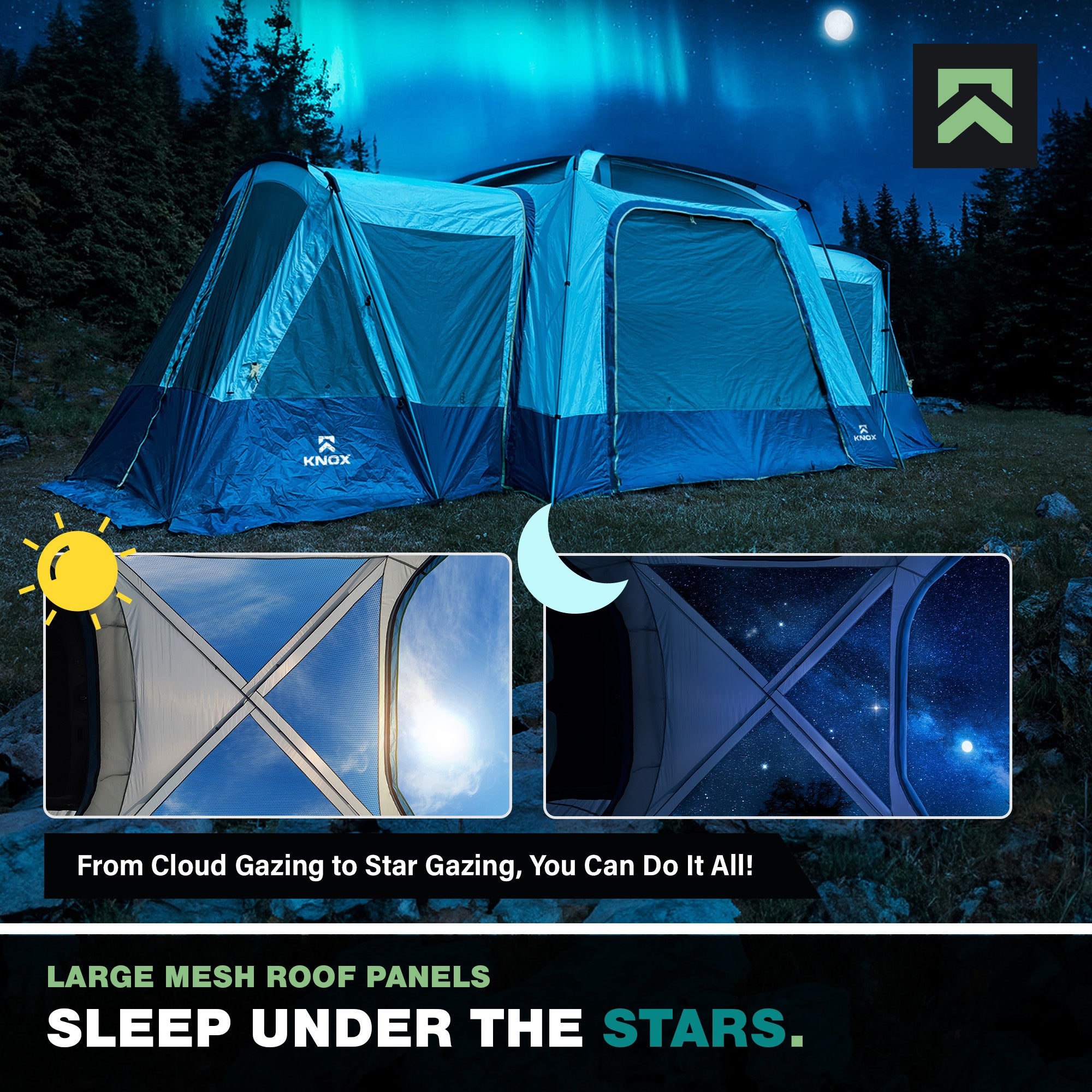 KNOX Customizable SUV Tents Water Resistant 10-Person Tent, Blue And Grey