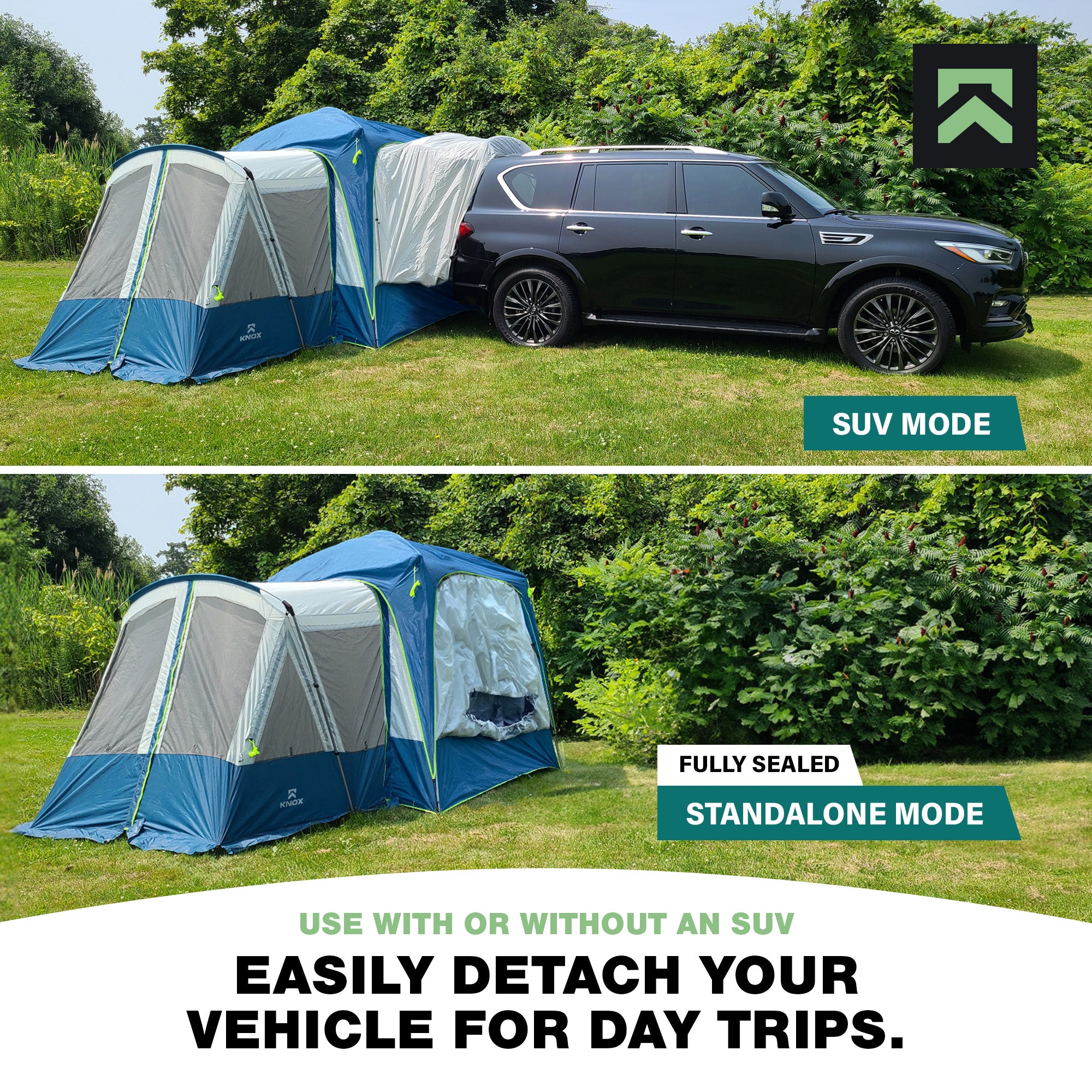 KNOX Customizable SUV Tents Water Resistant 10-Person Tent, Blue And Grey