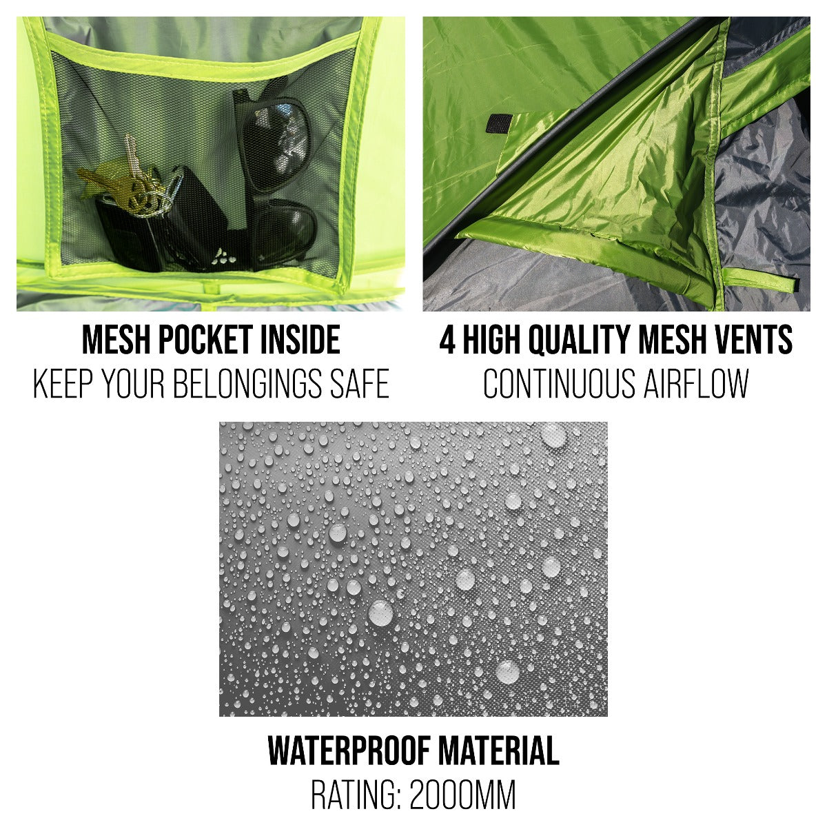 4-Person Instant Pop-up Tent Easy Setup Water Resistant Double Layered Fabric, Portable Tent with Carry Bag, Green, 9.2'L x 6.9'W x 3.9'H