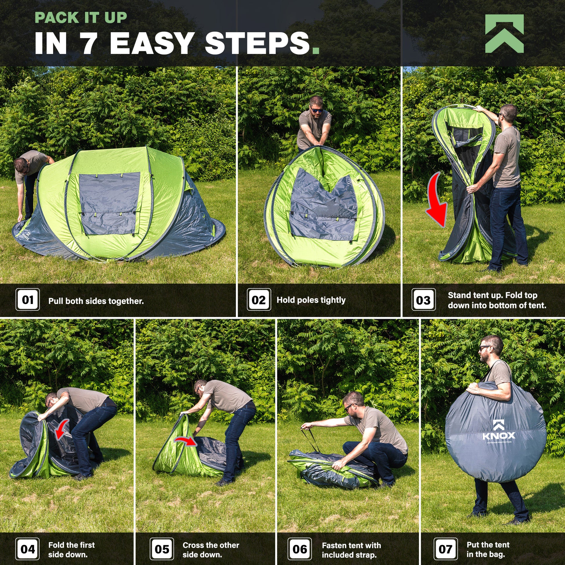 easiest tent to put up KNOX Pop Up Tent Water Resistant 4-Person Tent, Green, With Carry Bag – KapscoMoto