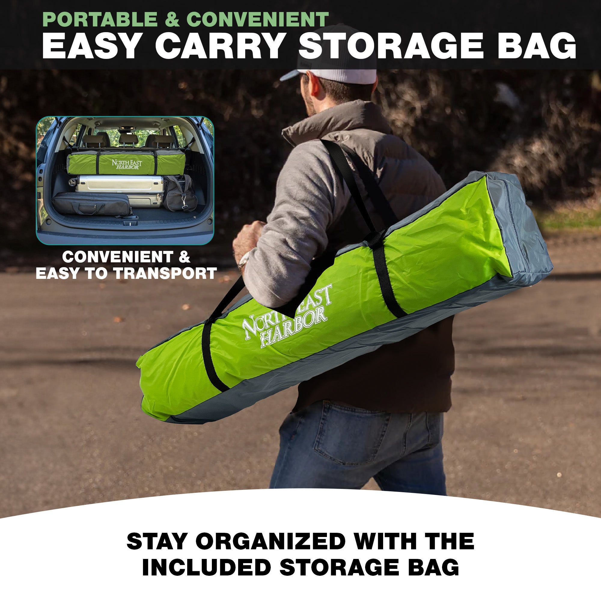 NEH Instant Tent Water Resistant Tent Fits Up To 4-5 People, Dual Entry, Green