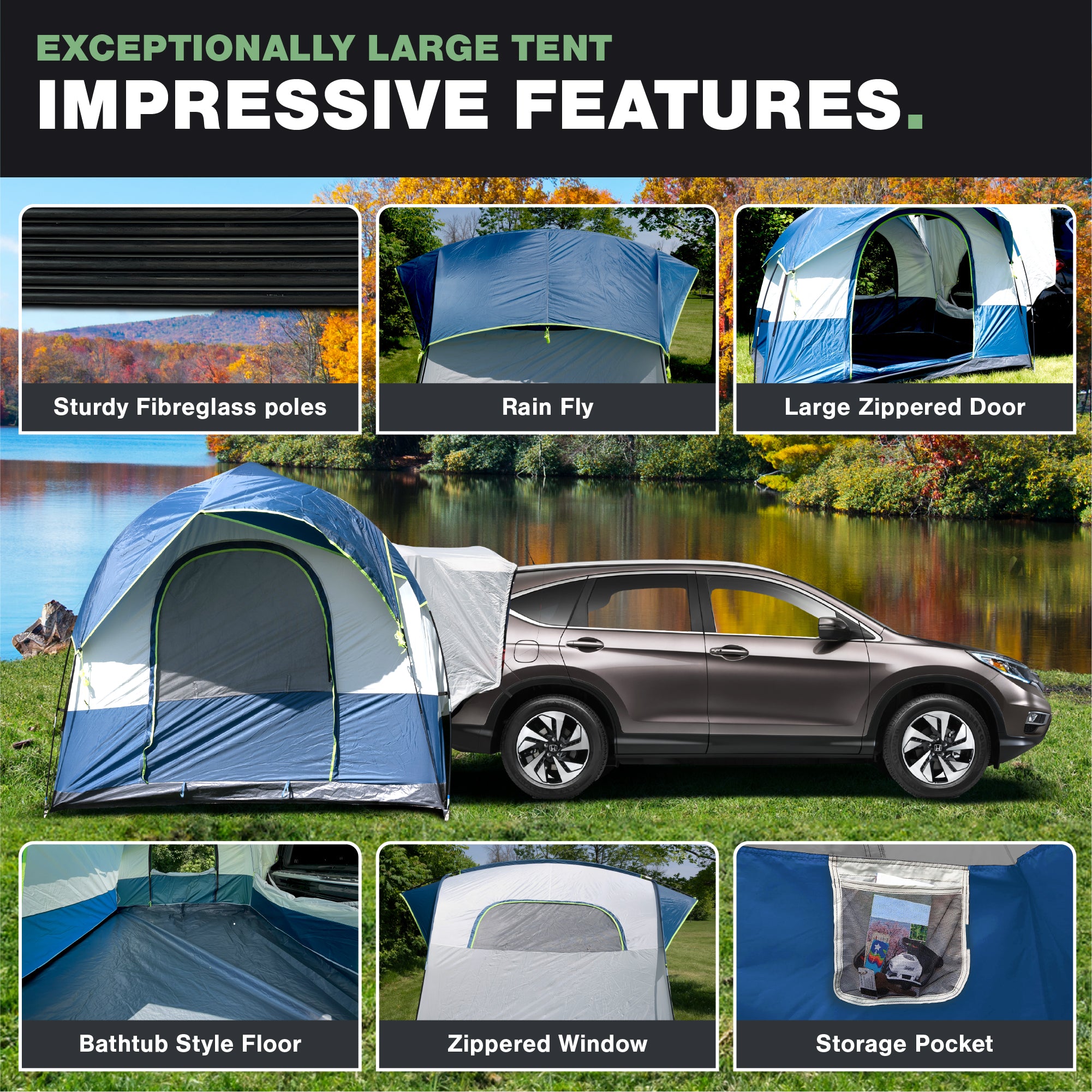 NEH Universal SUV Tent, 6 - 8 Person Tent, SUV Camper, Tent Camping Essentials
