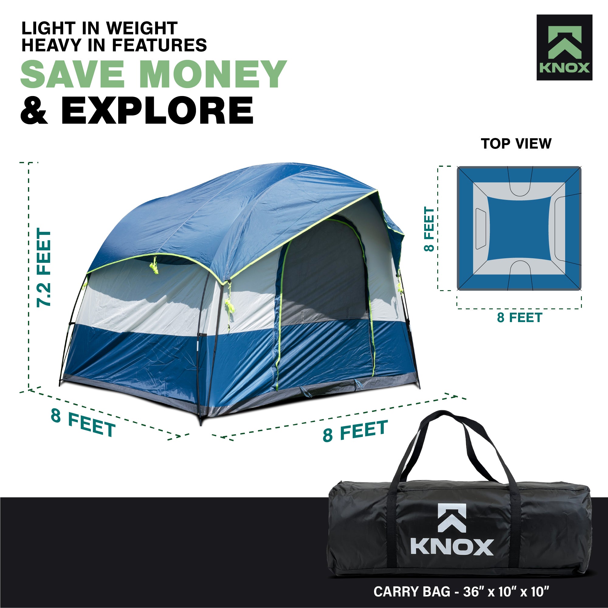 KNOX Universal SUV Tent, 6 - 8 Person Tent, SUV Camper, Tent Camping Essentials