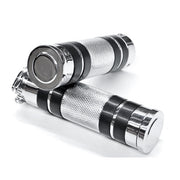 Textured Custom Chrome Motorcycle Handlebar Hand Grips (1")