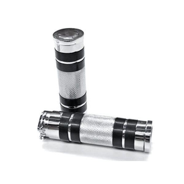 Textured Custom Chrome Motorcycle Handlebar Hand Grips (1")