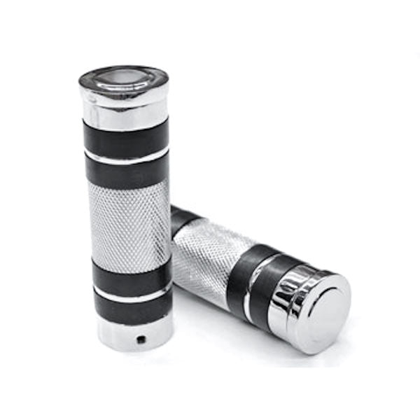 Textured Custom Chrome Motorcycle Handlebar Hand Grips (1")