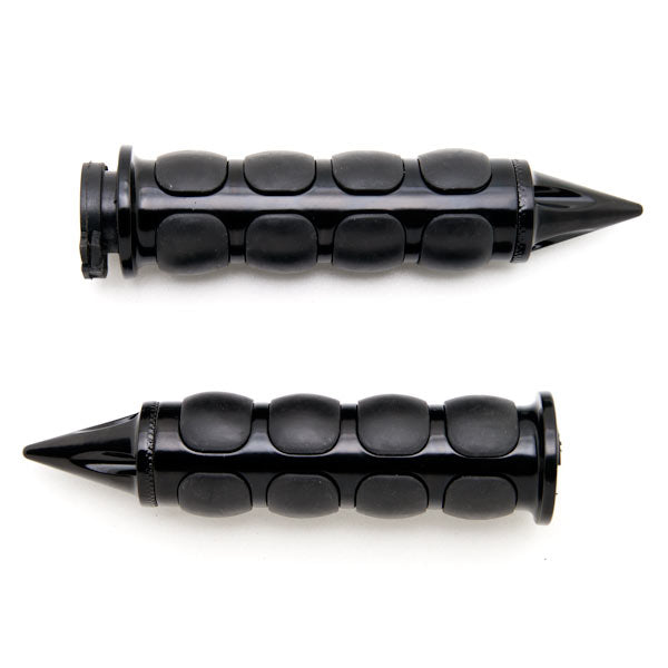 Spike Black Comfort Rubber Motorcycle Handlebar Hand Grips (1")
