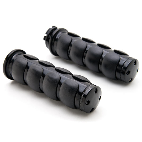 Black Comfort Rubber Motorcycle Handlebar Hand Grips (1")