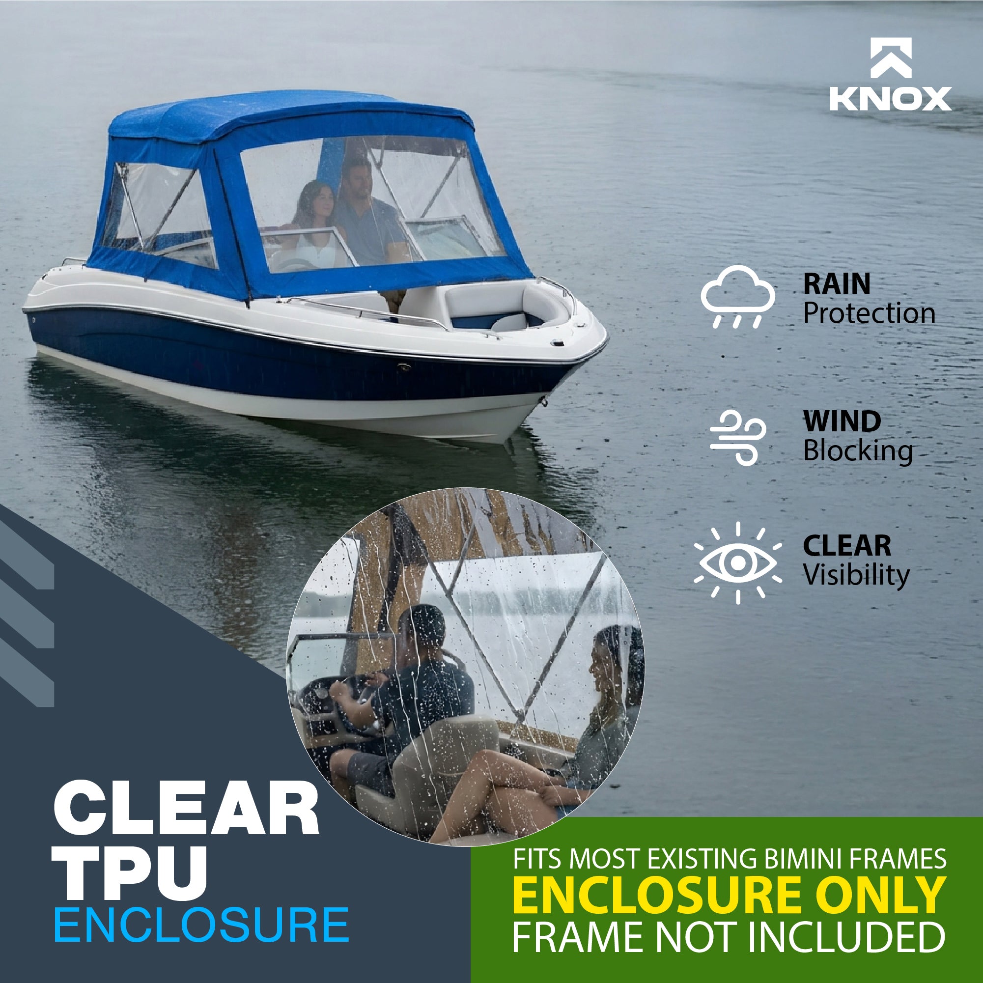 KNOX Universal 3 Bow Bimini Enclosure Only