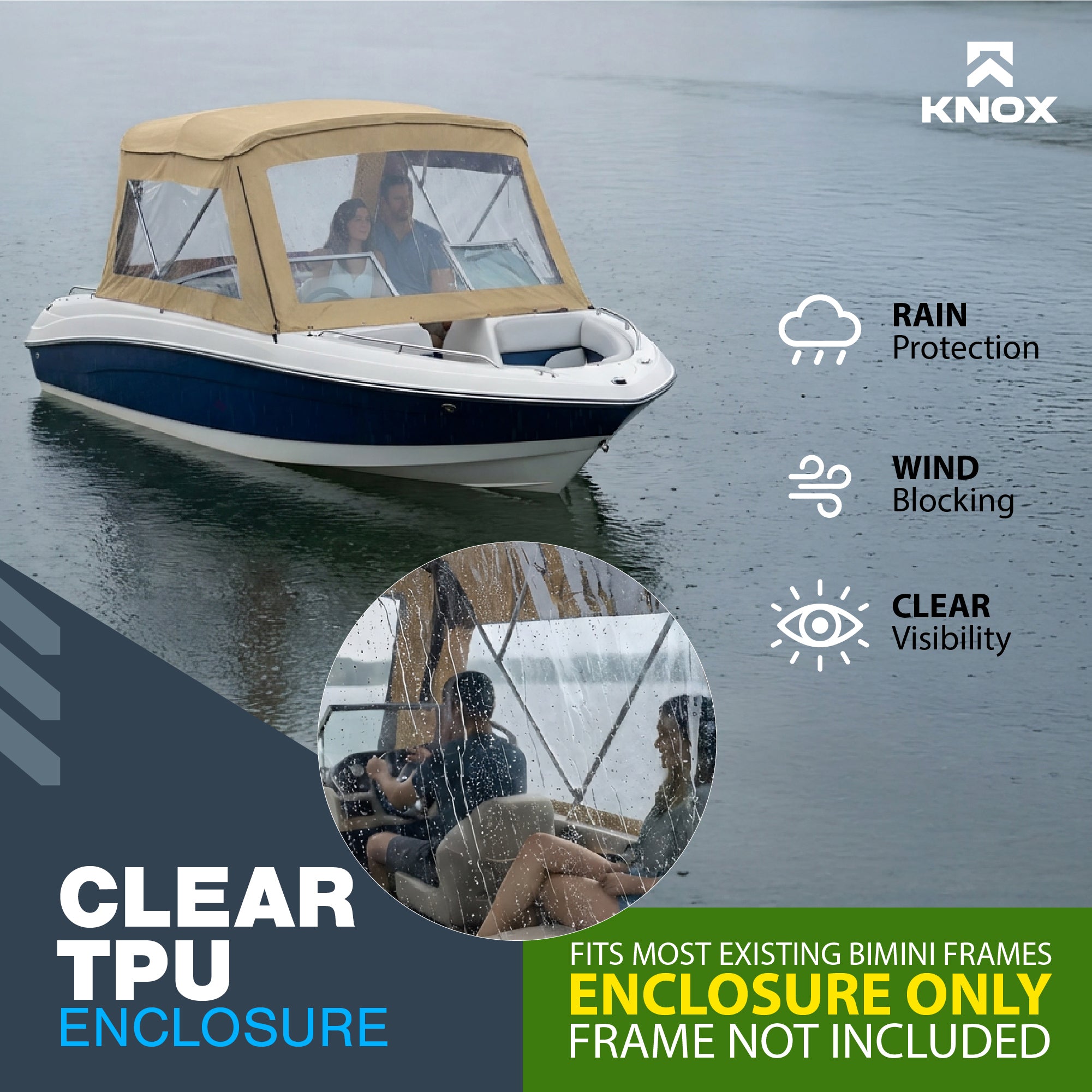 KNOX Universal 3 Bow Bimini Enclosure Only