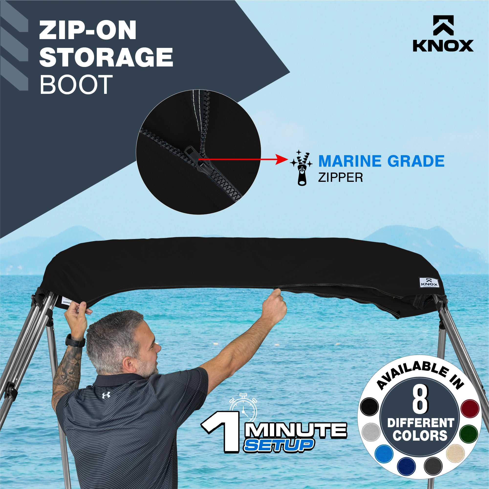 KNOX Bimini Top Boot Cover Replacement For 3 & 4 Bow Bimini Tops