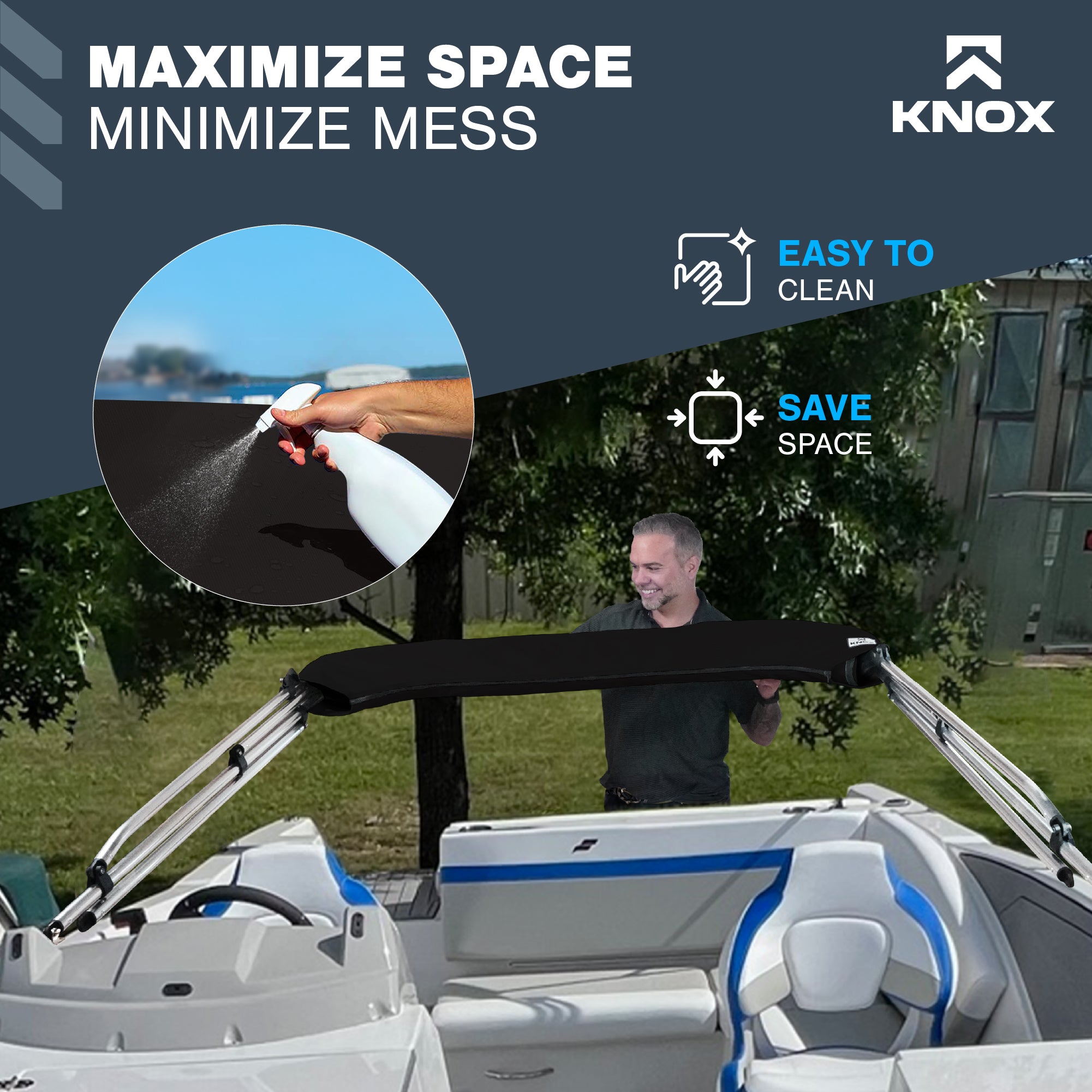 KNOX Bimini Top Boot Cover Replacement For 3 & 4 Bow Bimini Tops