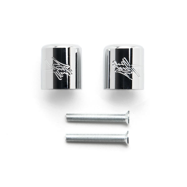 Chrome Suzuki "Hayabusa" Logo Engraved Bar Ends Weights Sliders - Hayabusa GSXR 600 750 1000 and More! (1989-2013)
