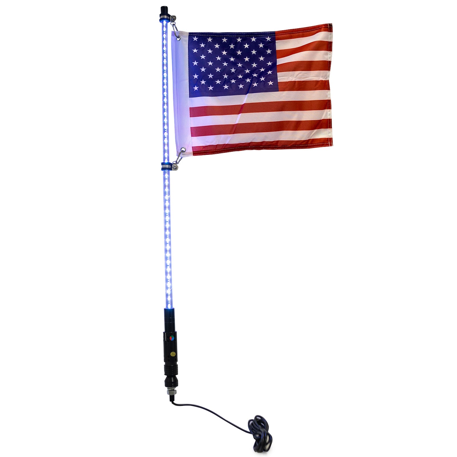 3ft Multi-Color LED Whip Light w/ Remote Control + USA Flag for Dune Buggy / ATV