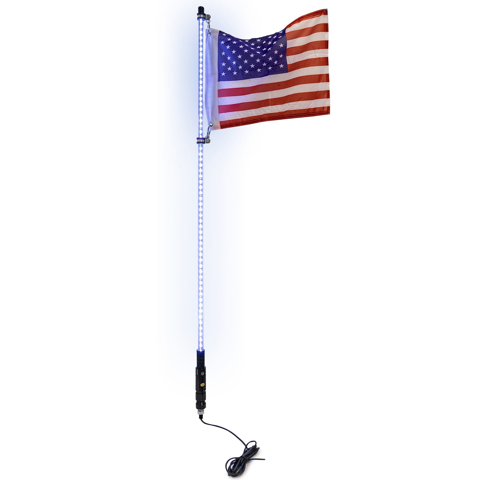 4ft Multi-Color LED Whip Light w/ Remote Control + USA Flag for Dune Buggy / ATV