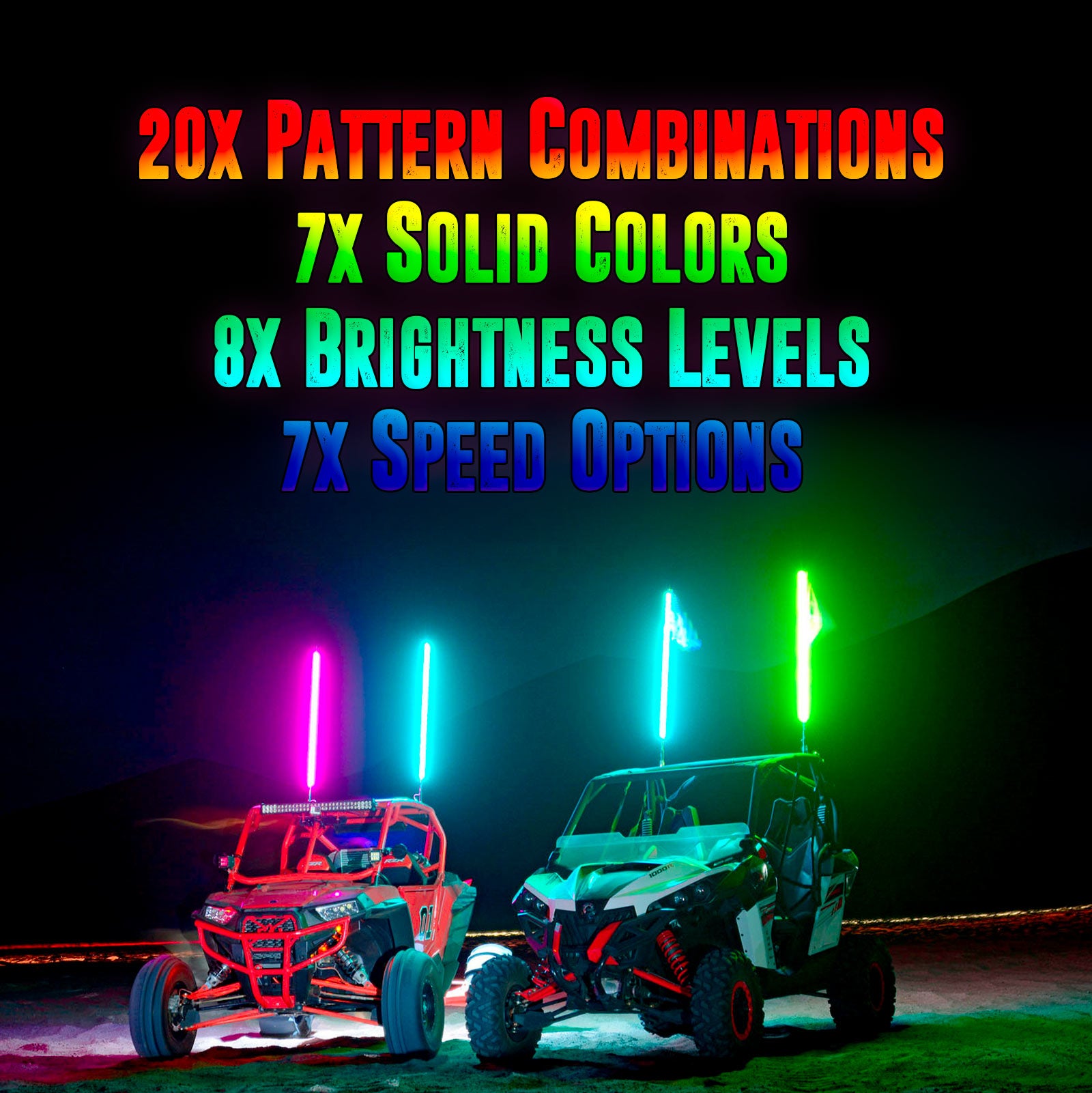 6ft Multi-Color LED Whip Light w/ Remote Control + USA Flag for Dune Buggy / ATV