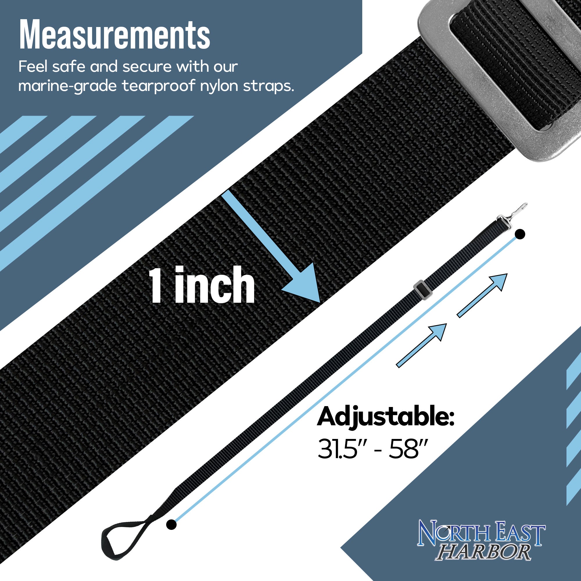 KNOX Adjustable Boat Straps for Bimini Tops