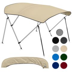 3-Bow Boat Bimini Top 54-60"W, 900D Marine Canvas - 6'L x 46"H (Sand)