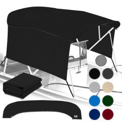 Universal 4 Bow Bimini Top Replacement Canvas & Solid Side Blocks, 91-96"W, Black